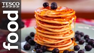 How to Make American Pancakes  Tesco Food [upl. by Wilkie79]