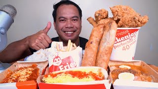 JOLLIBEE MUKBANG  BUCKET OF CHICKEN JOY  MUKBANG ASMR [upl. by Nerradal264]