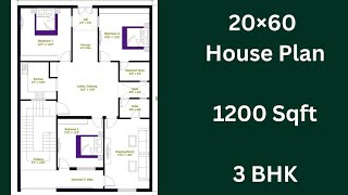 1200 Sq Ft House Plan  20×60 House Plan  1200 Sqft House Design [upl. by Suoivatra502]