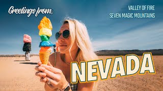 ONE DAY Off the Strip MUSTDO Las Vegas at Seven Magic Mountains amp Valley of Fire  Travel Vlog [upl. by Ltsyrk]