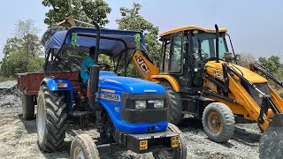 JCB 3DX Backhoe And Mahindra Tractor Vs Sonalika Tractor Working For Road Construction  Jcb Cartoon [upl. by Nnaihs]