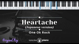 Heartache Japanesse Version  One OK Rock KARAOKE PIANO  ORIGINAL KEY [upl. by Aisylla]