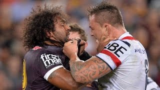 Sam Thaiday vs Jared WaereaHargreaves Broncos vs Roosters 2015 [upl. by Nirag232]