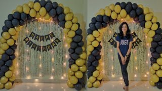 simple amp Easy 2Color Spiral Balloon Arch without stand Birthday New Year Backdrop decoration ideas [upl. by Melvina]