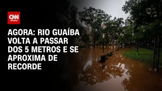 Agora rio Guaíba volta a passar dos 5 metros e se aproxima de recorde  CNN NOVO DIA [upl. by Kcirddec]