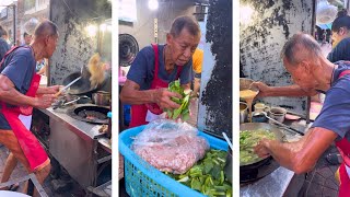 Hardworking Grandpa Cooking Noodles with Pork Gravy Suace  Thai Street Food [upl. by Yoong754]