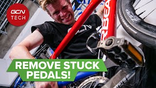 How To Remove Stuck Or Seized Bike Pedals  Maintenance Monday [upl. by Burl512]