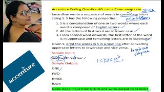 Accenture Coding Problem 6 2 Nov 2023 [upl. by Rox]