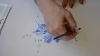 Tutoriel peinture  Fleurs bleues faciles  Painting tuto easy blue flowers [upl. by Peterson]