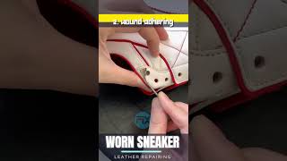 LEATHER DAMAGE RESTORE of Sneakers  leather shoes repair  leather damage repairing howto diy [upl. by Ardnaxila950]