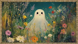 The Art Corner  Framed TV Art No Music  Halloween Art  Spooky Ghost  Colorful Wildflower [upl. by Akzseinga]