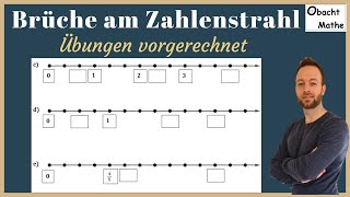 BRÜCHE am ZAHLENSTRAHL einzeichnen Übungen vorgerechnet  schnell amp einfach erklärt obachtmathe [upl. by Relyuhcs]