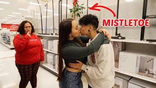 MISTLETOE KISSING CHALLENGE In Public [upl. by Oniuqa]