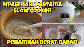 MPASI 6 BULAN HARI PERTAMA SLOWCOOKER PENAMBAH BERAT BADAN [upl. by Narot506]