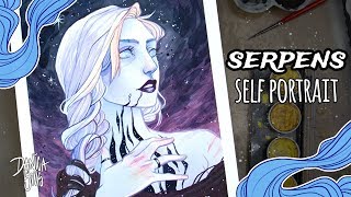 Serpens ♦ Watercolor and Gouache Speedpainting ♦ Self Portrait [upl. by Ttirrem812]