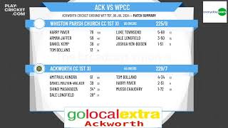 Ackworth CC 1st XI v Whiston Parish Church CC 1st XI [upl. by Einohpets]