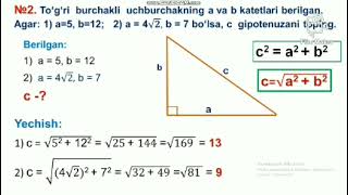 Pifagor teoremasi va uning isboti [upl. by Areemas]