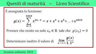 Maturità 2019  Equazioni funzioni e limiti  QUESITO 2 [upl. by Jea]