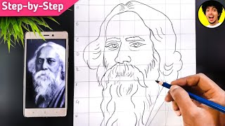 Rabindranath Tagore drawing  How to Draw Rabindranath Tagore  Ravindranath Thakur drawing [upl. by Rahsab842]