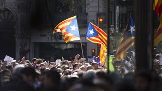 Proindependence protesters rally after Catalan officials arrested – video report [upl. by Bosson]