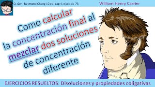 Como calcular la concentración final al mezclar dos soluciones de concentración diferente 🧪 [upl. by Ahsimik]