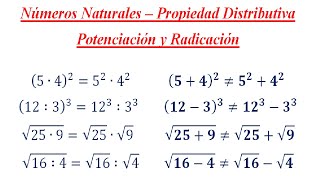 Números Naturales  Potenciación y Radicación  Propiedad Distributiva [upl. by Mccarty]