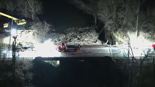 Maryland bridge washout caused by logjam debris emergency roadwork underway [upl. by Lihas628]