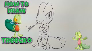 How To Draw Treecko  Pokemon  Step By step tutorial [upl. by Llerrah229]