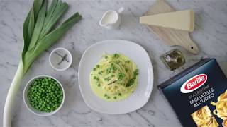 Barilla Tagliatelle med purjolök ärtor och parmesankräm [upl. by Leirua]