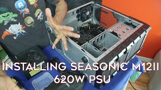 Installing Seasonic M12II 620W PSU into Cooler Master HAF 912 Mid Tower VRBuild [upl. by Launam]