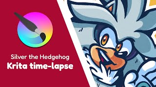 Krita timelapse  Silver the Hedgehog portrait [upl. by Leimaj597]