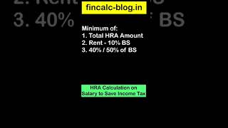 HRA Calculation on Salary to Save Income Tax fincalc shorts [upl. by Chenee617]