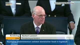 Bundestag Ergebnis der Wahl des Bundestagspräsidenten amp Rede von Norbert Lammert am 22102013 [upl. by Guimar]