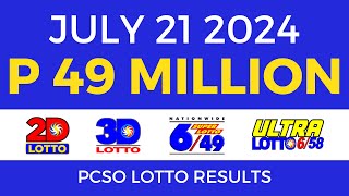 Lotto Result Today 9pm July 21 2024  PCSO Complete [upl. by Goober]