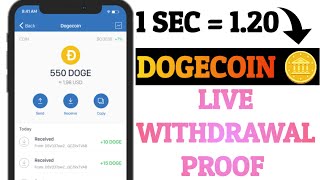 1 Sec  120 Dogecoin ● Free DOGE Mining Website  No Deposit [upl. by Arriek]