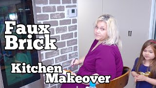 Faux Brick Wall Painting From Start to Finish  Kitchen Makeover [upl. by Elyr]