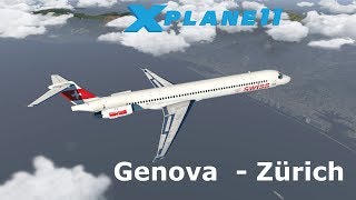 X Plane 11  Genova Sestri LIMJ  Zürich LSZH  SWISS MD88 [upl. by Ative]