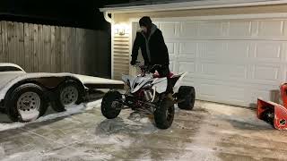 Yamaha Yfz450R Rossier Engineering R5 Exhaust AND Donuts In the Snow [upl. by Geraint]