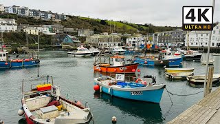 4K Daytime harbour walking tour winter sounds and ambience  Mevagissey Cornwall [upl. by Imarej]