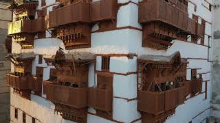 4K Aerial view of old houses with mashrabiyas in alBalad Jeddah Saudi Arabia [upl. by Yanffit]