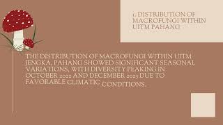 PHENOLOGY OF SOILINHABITING OF MACROFUNGI IN UITM PAHANG  OUTSTANDING PERFORMANCE [upl. by Romona]