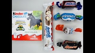 Fascinating video 108 How to unpack Snickers Bounty Kinder Schoko Bons Mars candies ASMR candy [upl. by Anana]