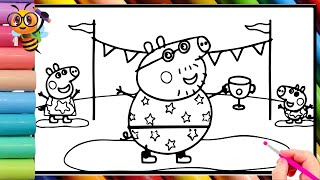 Drawing and Coloring Daddy Pig win the cup Peppa Pig Drawing and Coloring [upl. by Remde]