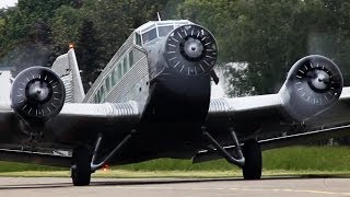 Crosswind Departure of a World War II plane  Junkers JU52 HD [upl. by Ennairol]