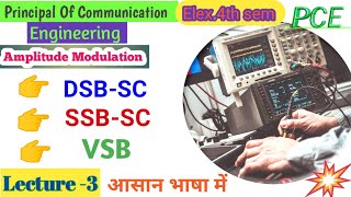 DSBSC SSBSC And VSB modulation techniques in hindi Amplitude Modulation PCE lecture 3 [upl. by Eimrej]