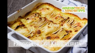 Falscher Low Carb Kartoffelgratin Rezept  Kochvideo [upl. by Annaor978]