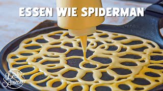 Spiderman würde hier zugreifen  Herzhafte Pfannkuchen mit SpinnennetzMuster  Halloween Pancakes [upl. by Hildegarde]