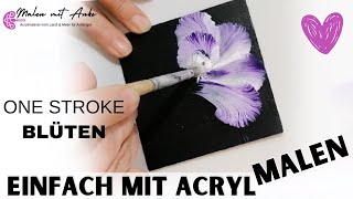 Leicht schöne Blumen mit Acryl malen lernen für Anfänger  ONE STROKE Technik [upl. by Nocaj]