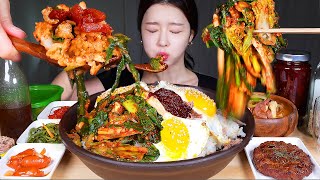 ASMR MUKBANG  몸살난 날 집 열무김치 가득 열무비빔밥 팍팍 비벼 와구와구 먹기 먹방 YEOLMU BIBIMBAPYOUNG SUMMER RADDISH KIMCHI [upl. by Ladnik]