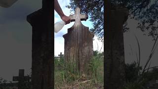 cleaning clean gravestone graveyard stone asmr asmrvideo cemetery headstone asmrshorts [upl. by Coral356]